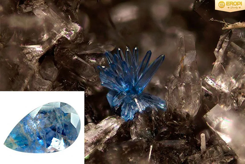 Viên đá Jeremejevite với sắc xanh da trời trong suốt đặc trưng