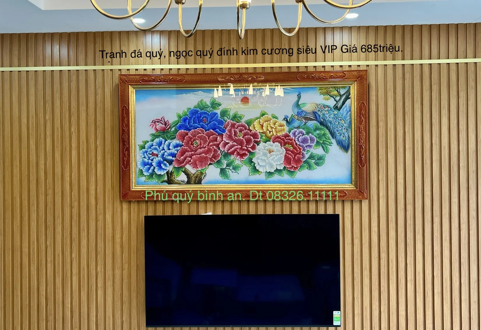 Bộ sưu tập tranh đá quý phú quý bình an với đá quý đính kim cương cao cấp