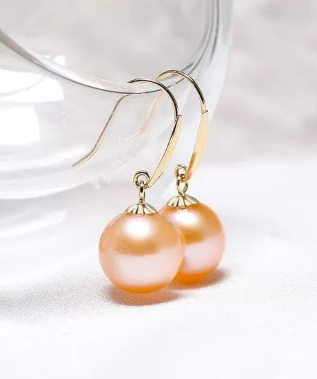 Bông tai móc vàng 18k au 750 ngọc tròn