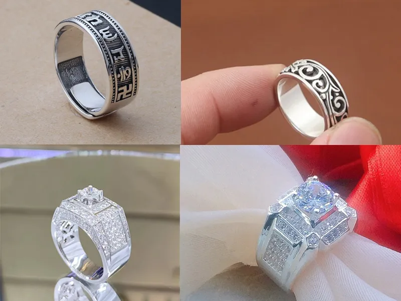 Nhẫn bạc 925 nam với thiết kế đơn giản, mạnh mẽ
