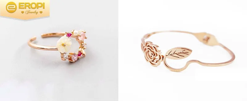 Sắc vàng hồng ấm áp của xi vàng hồng đối lập với màu vàng tươi của xi vàng thường