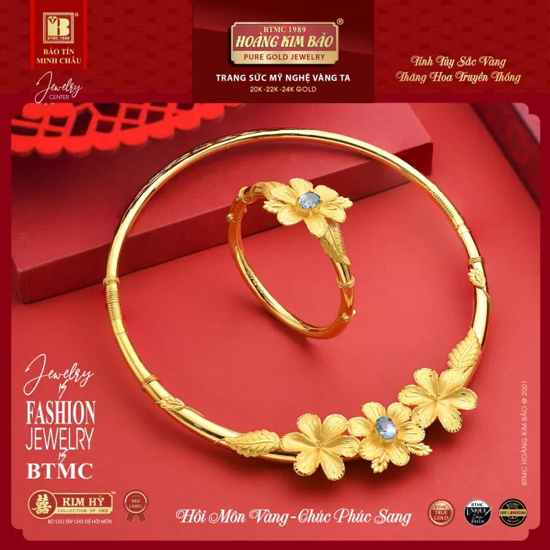 Cửa hàng Bảo Tín Minh Châu với hệ thống trưng bày trang sức đa dạng