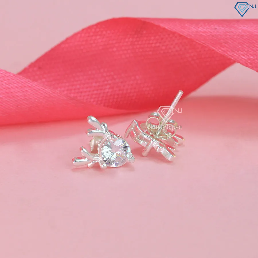 Bông tai con hươu bạc 925 với khóa cài chắc chắn