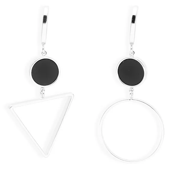 Bông tai hợp kim màu bạc với thiết kế hình học