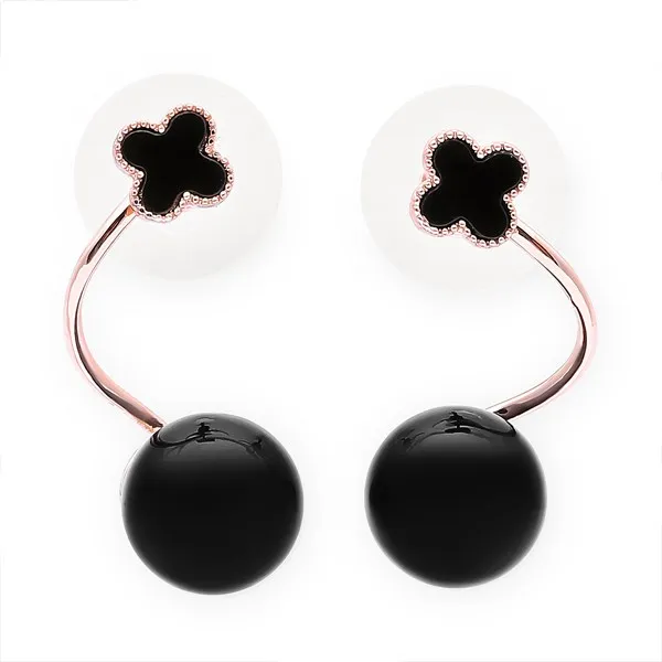 Bông tai hợp kim hình bông hoa bốn cánh đính đá