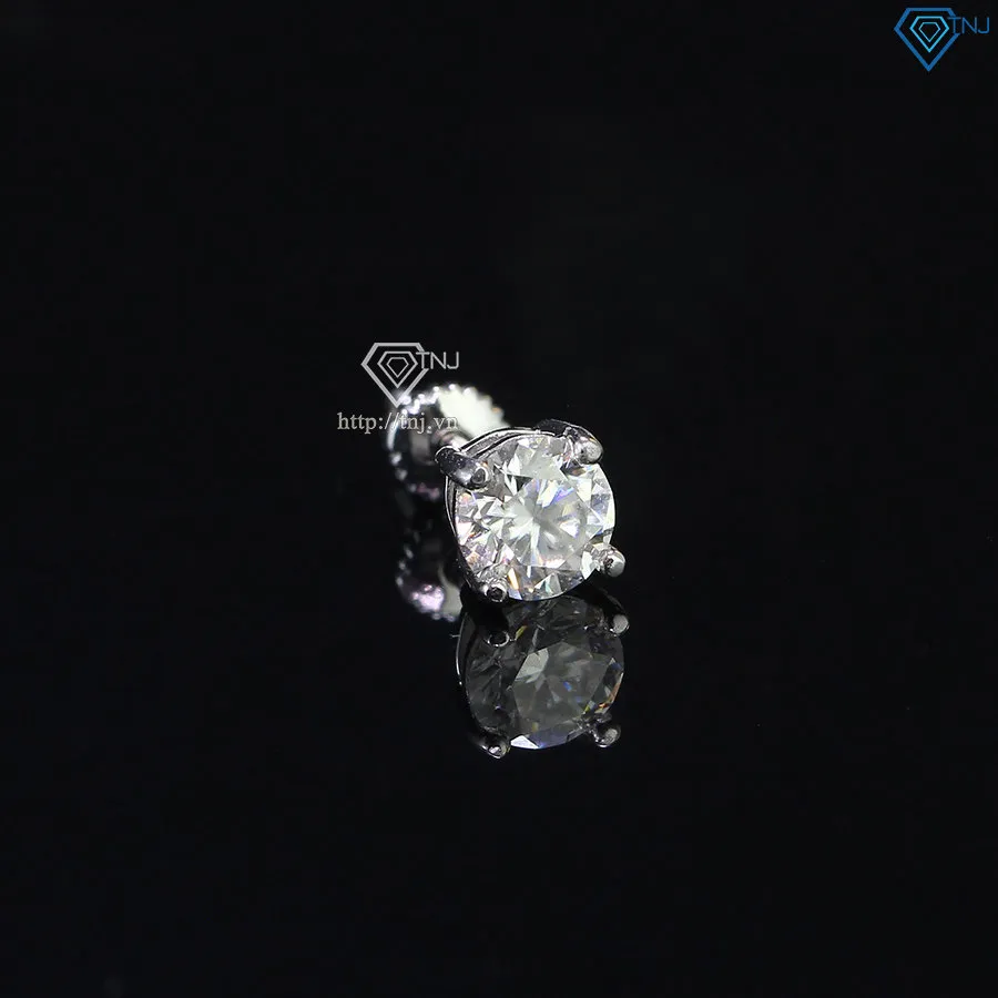 Bông tai bạc nam với viên đá Moissanite 5mm nổi bật