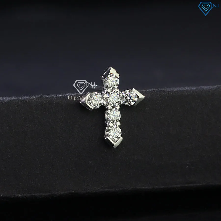 Bông tai nam hình thánh giá đính kim cương Moissanite cao cấp