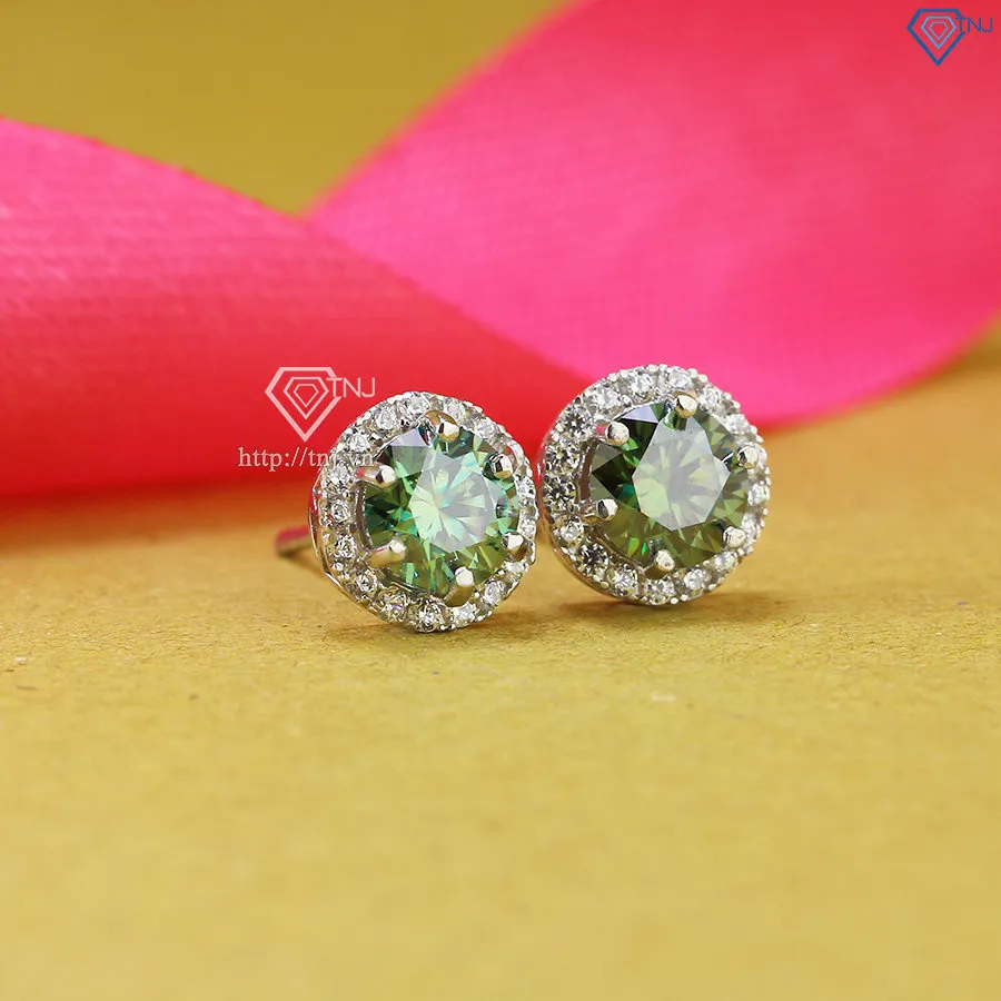 Bông tai bạc 925 xi bạch kim với thiết kế tinh xảo