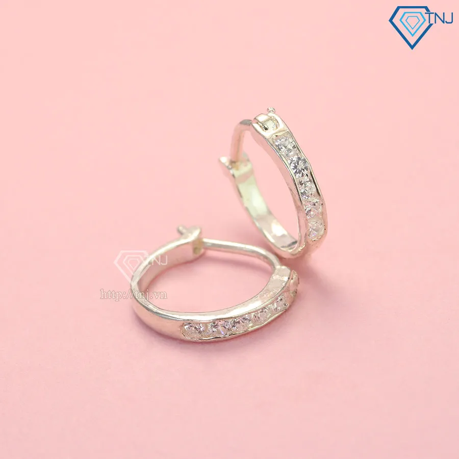 Bông tai bạc BTT0006 với thiết kế khoen tròn đơn giản phù hợp cho bé sơ sinh