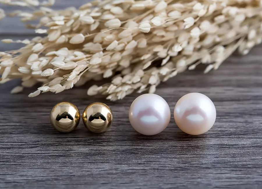 Trọn bộ trang sức bông tai vàng 18k ngọc trai Sony Love tinh xảo