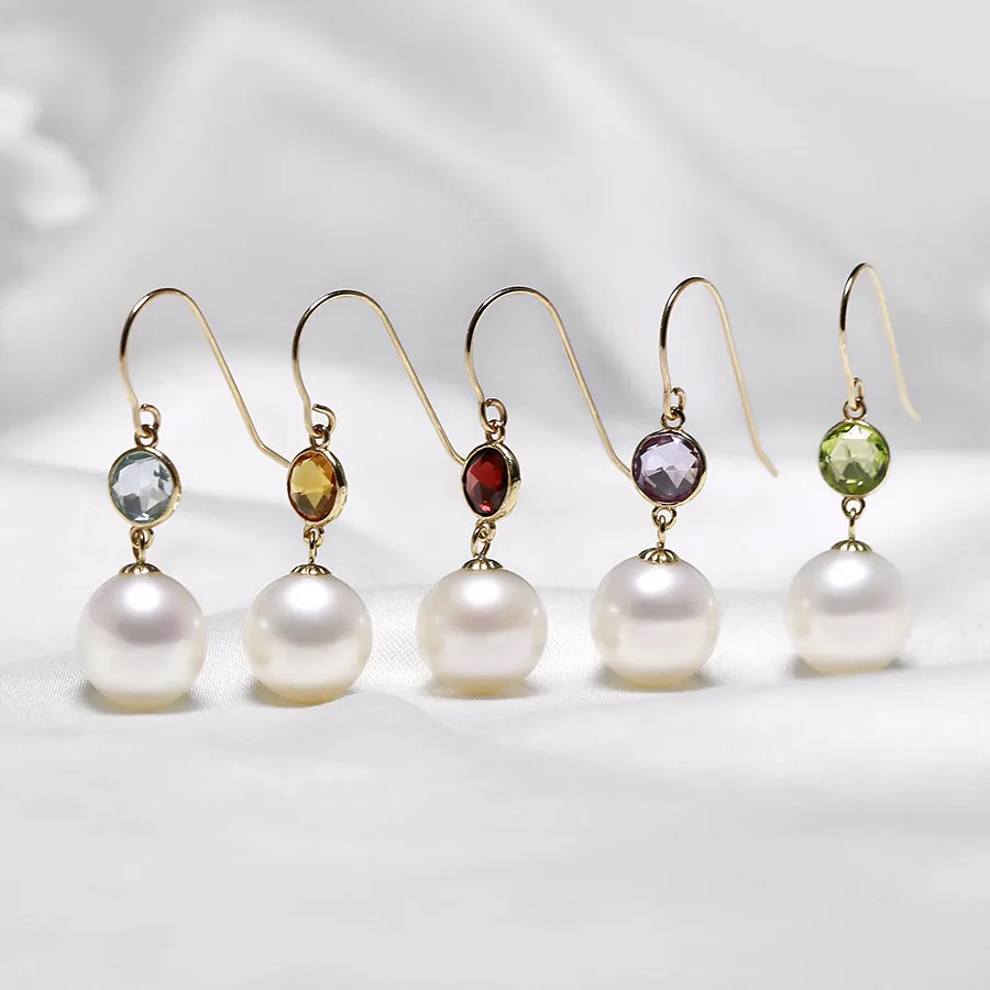 ngọc trai thật trên bông tai swarovski