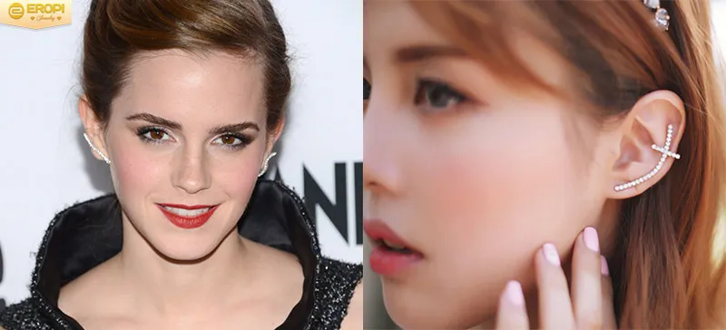 Bông tai kẹp vành PNJ với thiết kế hiện đại không cần bấm lỗ