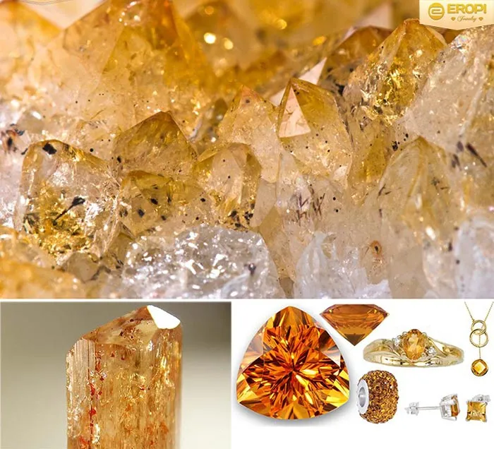 Viên đá topaz vàng kim trong suốt với ánh sáng rực rỡ