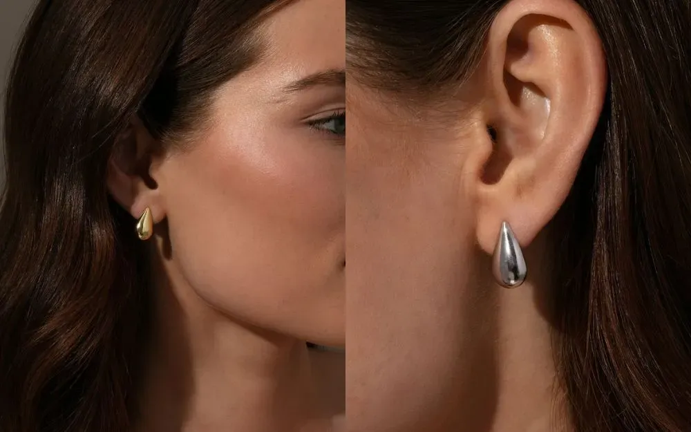 Bộ sưu tập các loại hạt cườm, đá và phụ kiện kim loại để làm bông tai