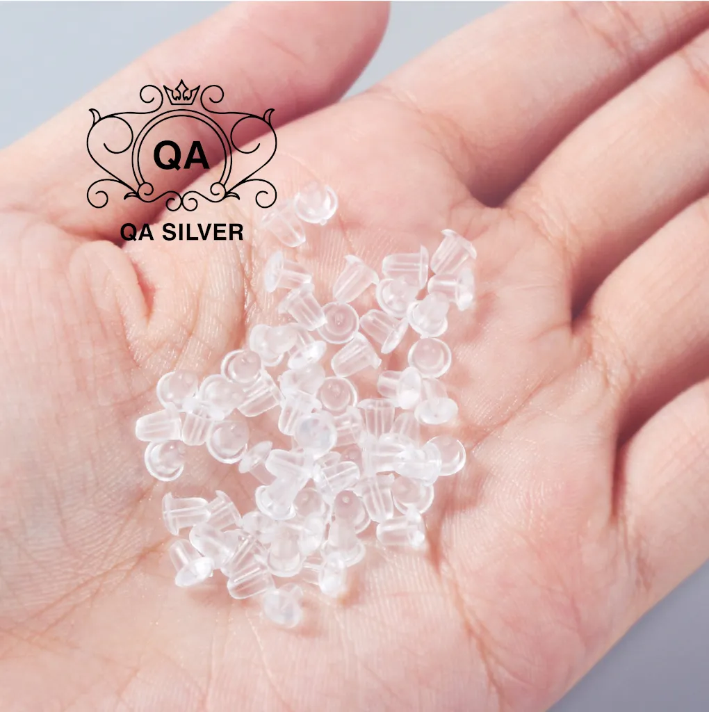 Chốt khuyên tai nhựa tròn trong suốt silicon cao su dùng để giữ chặt bông tai