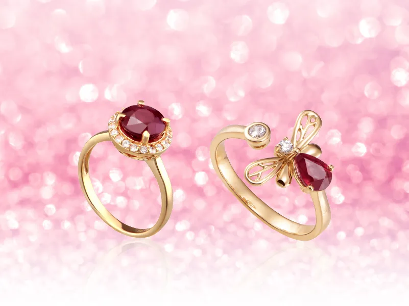 Hai mẫu nhẫn Ruby vàng 18K với thiết kế tinh xảo