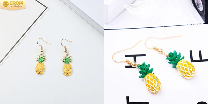 Thiết kế bông tai miếng dứa cắt lát với vân tròn đồng tâm