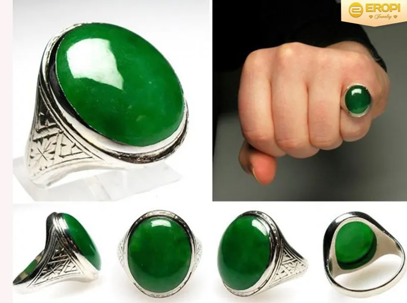 Ngọc bích Jadeite xanh lá với kết cấu mịn màng đặc trưng