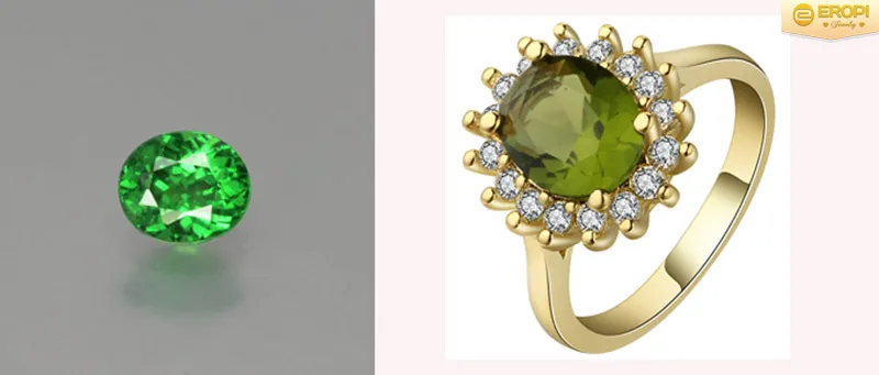 Viên Garnet xanh lá cây với độ lấp lánh đặc biệt