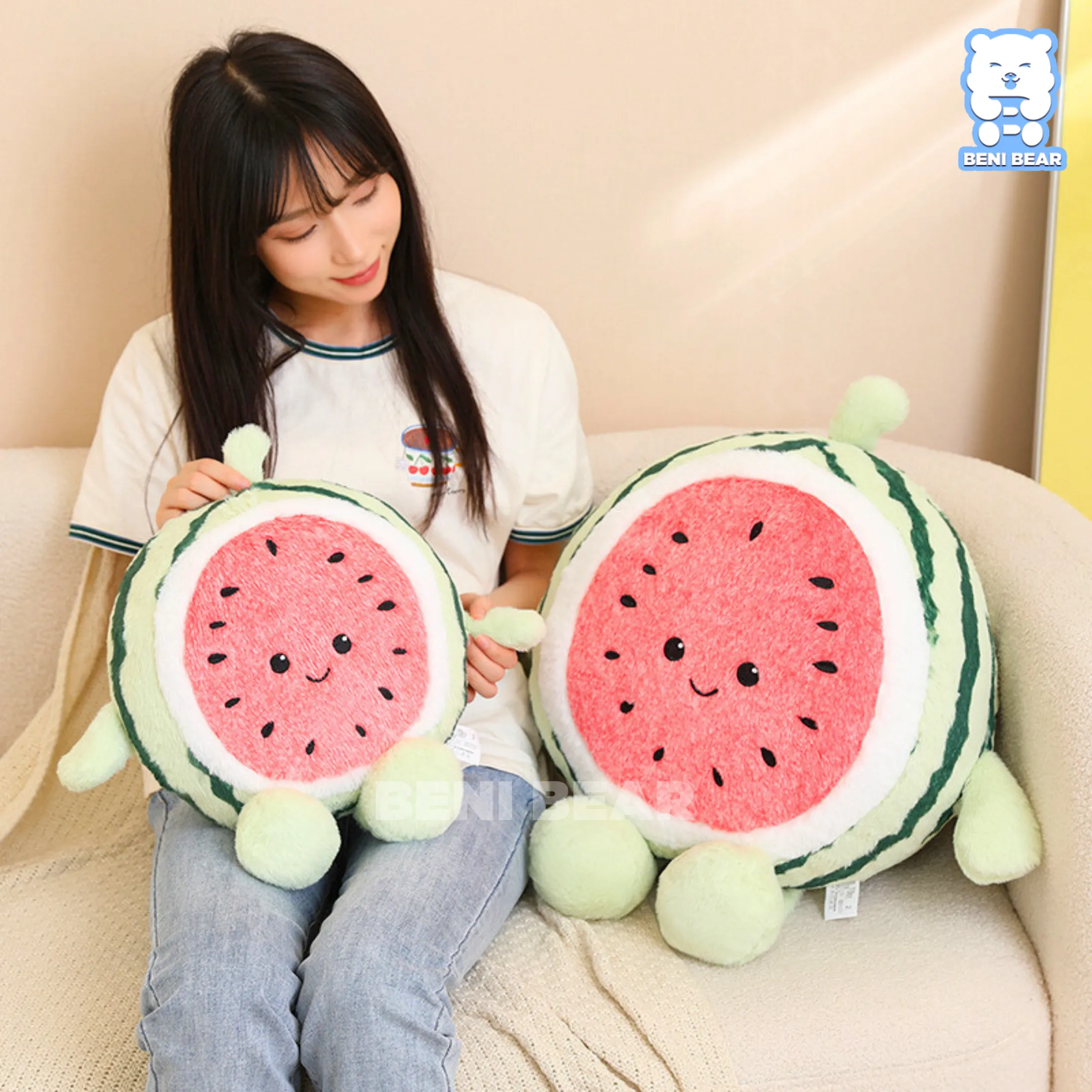 Chất lông mềm mịn cao cấp của gấu bông dưa hấu baby