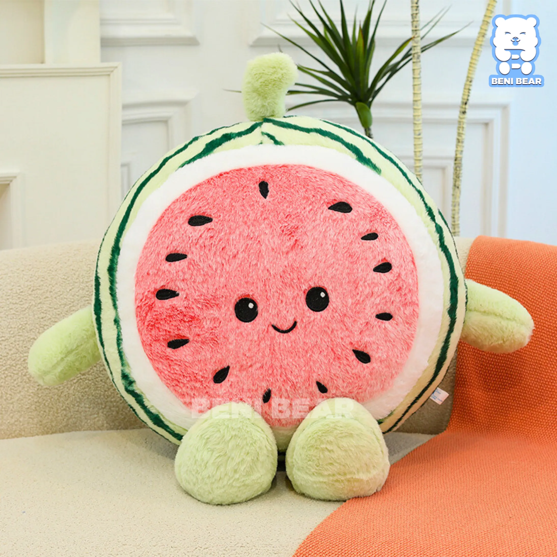 Biểu cảm baby tươi cười của gấu bông dưa hấu