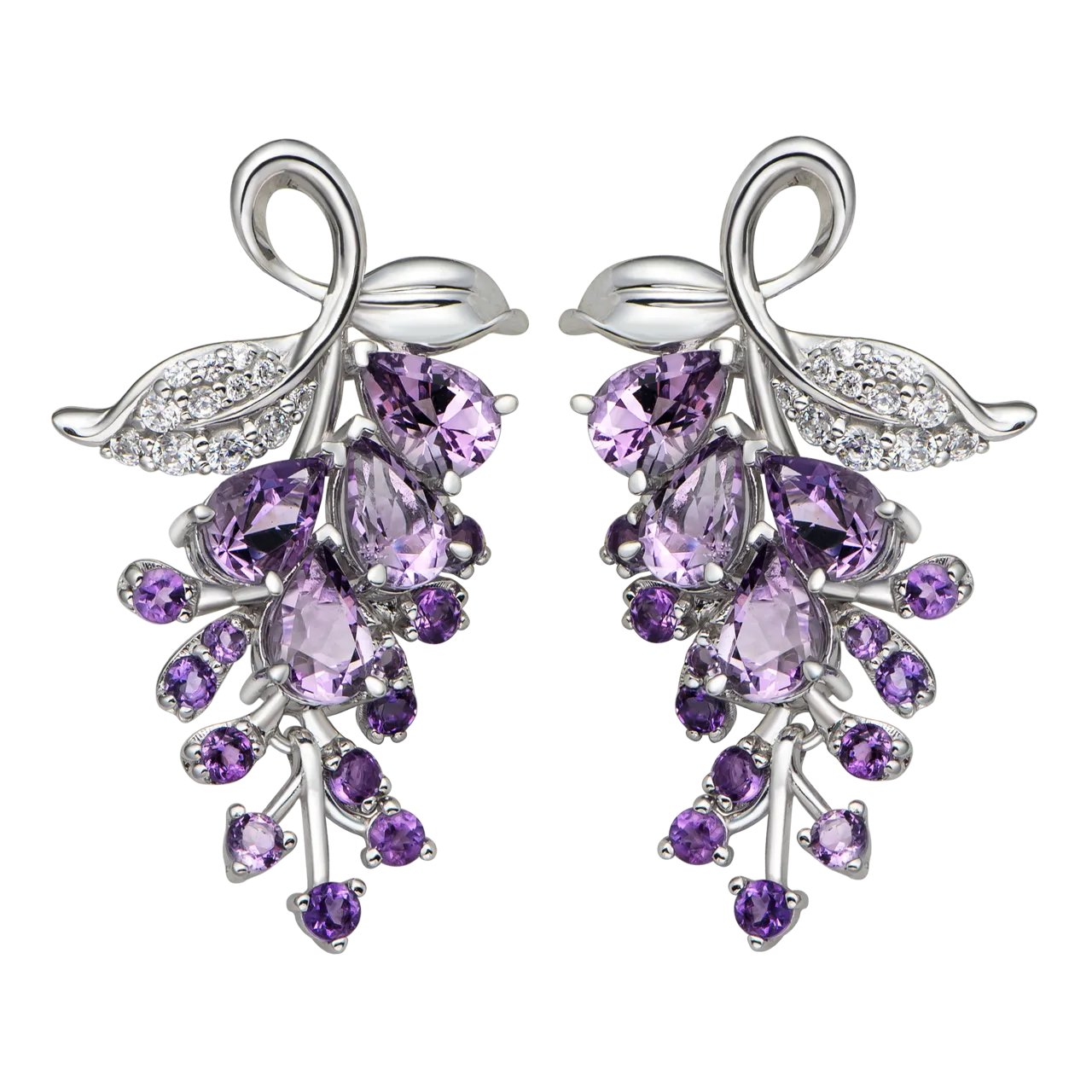 Bông tai Amethyst PNJ với đá thạch anh tím tự nhiên, sang trọng cho các dịp đặc biệt