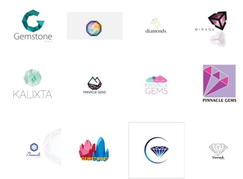 Logo đá quý đa sắc màu với hiệu ứng ánh sáng rực rỡ