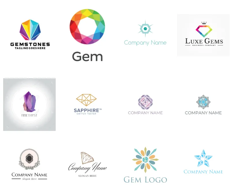 Logo đá quý với biểu tượng ngôi nhà trừu tượng