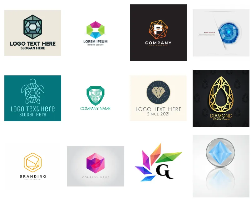 Logo đá quý với phong cách cách điệu nghệ thuật độc đáo