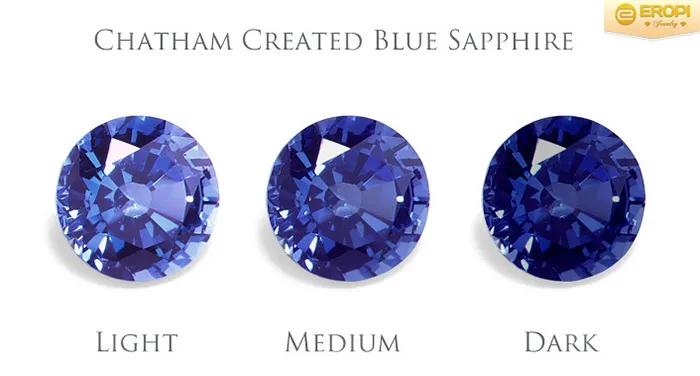 Sapphire xanh với độ trong suốt hoàn hảo và sắc xanh đậm đà