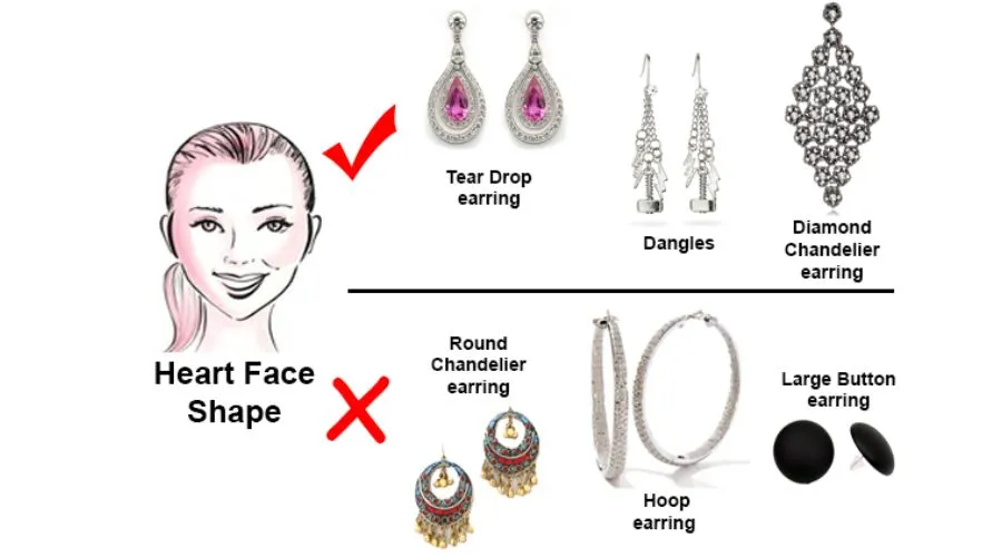 Khuyên tai dáng dài giúp cân bằng tỷ lệ khuôn mặt trái tim