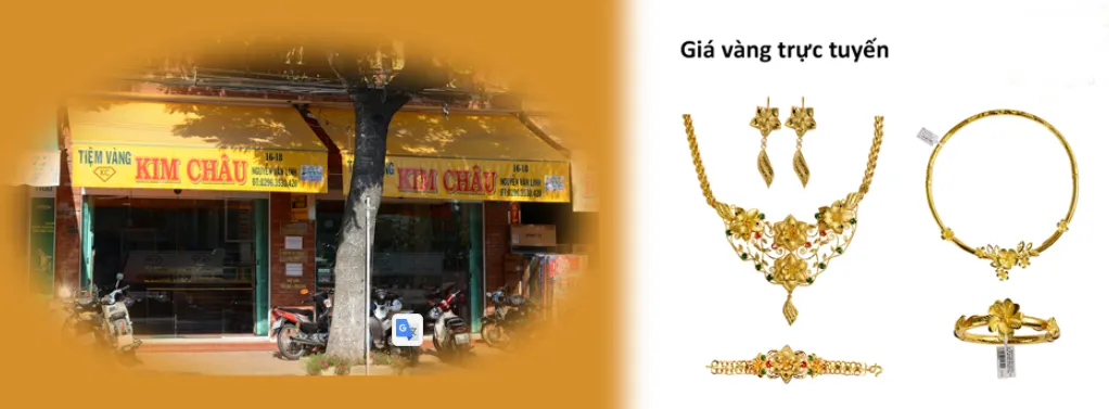 Mặt tiền khang trang và không gian trưng bày hiện đại của tiệm vàng Kim Châu tại An Giang