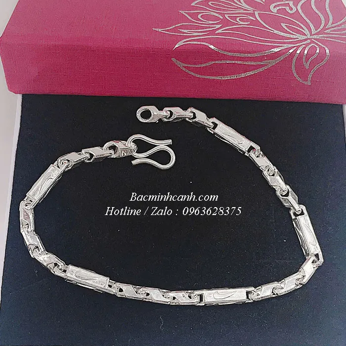 Lắc tay bạc 925 nam với họa tiết hộp Nike độc đáo