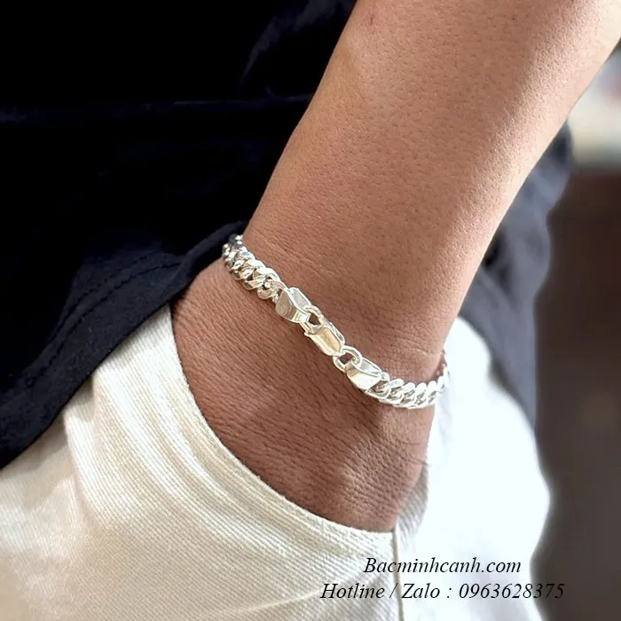 Lắc tay bạc 925 nam kiểu Simple Luxury thanh lịch