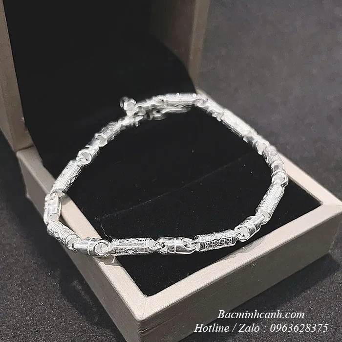 Lắc tay bạc 925 nam kiểu thân tròn nhỏ gọn
