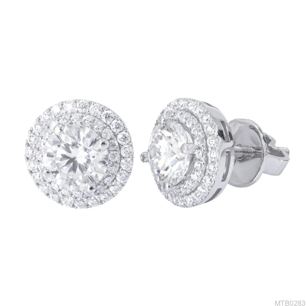 Bông tai vàng trắng 14K đính đá tinh tế phù hợp mệnh Kim