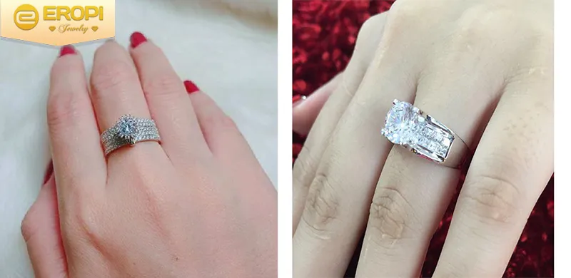 Sự khác biệt về độ sáng giữa xi bạch kim và xi vàng trắng trên cùng một thiết kế nhẫn