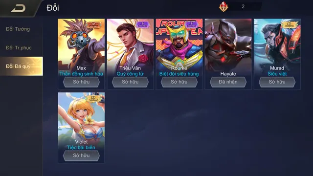 Bảng tính chi phí ruby cần thiết để đổi Đá Quý