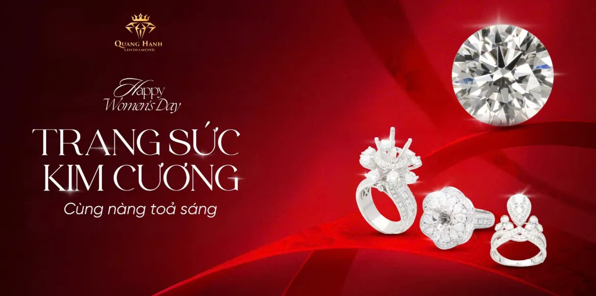 Không gian trưng bày trang sức sang trọng tại trung tâm vàng bạc đá quý Quang Hạnh