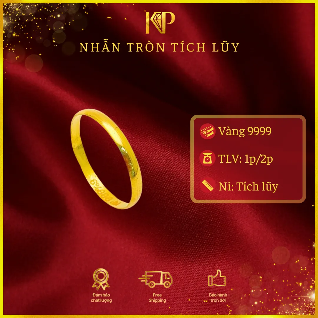Nhẫn vàng 24K thiết kế tròn nhỏ gọn có thể tích lũy