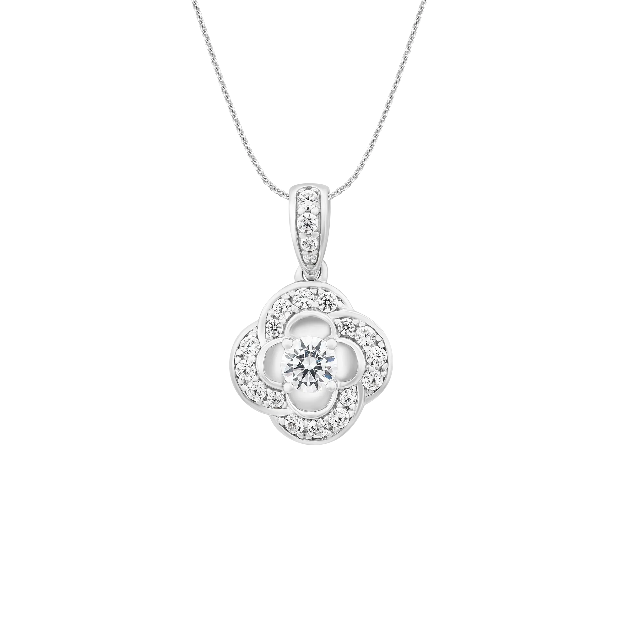 Mặt dây chuyền vàng trắng 10K đính đá ECZ