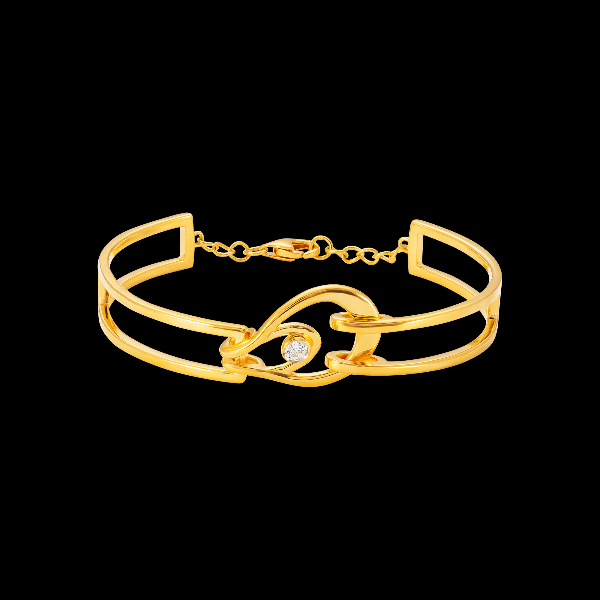 Vòng tay bạc 925 mạ vàng với thiết kế bangle thanh lịch
