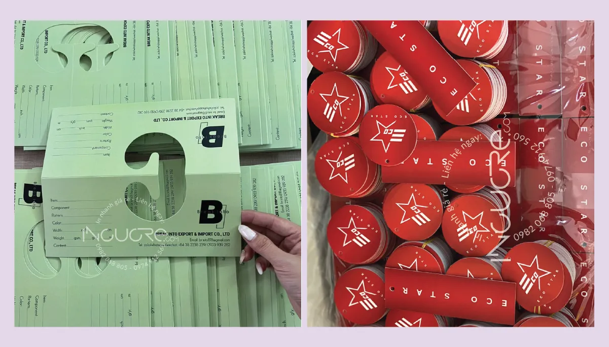 Tag treo với đầy đủ thông tin sản phẩm và mã QR xác thực