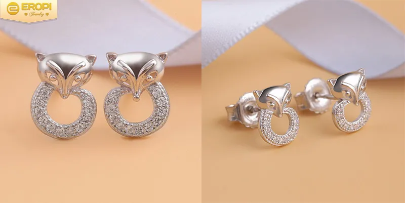 Bông tai hồ ly kiểu nụ với chốt ở mặt lưng chắc chắn