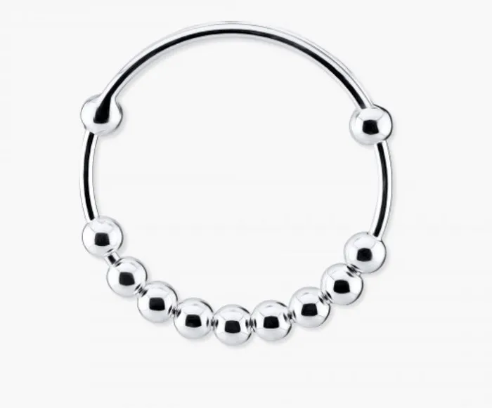 Vòng bạc cho bé trai với họa tiết bi tròn đánh bóng